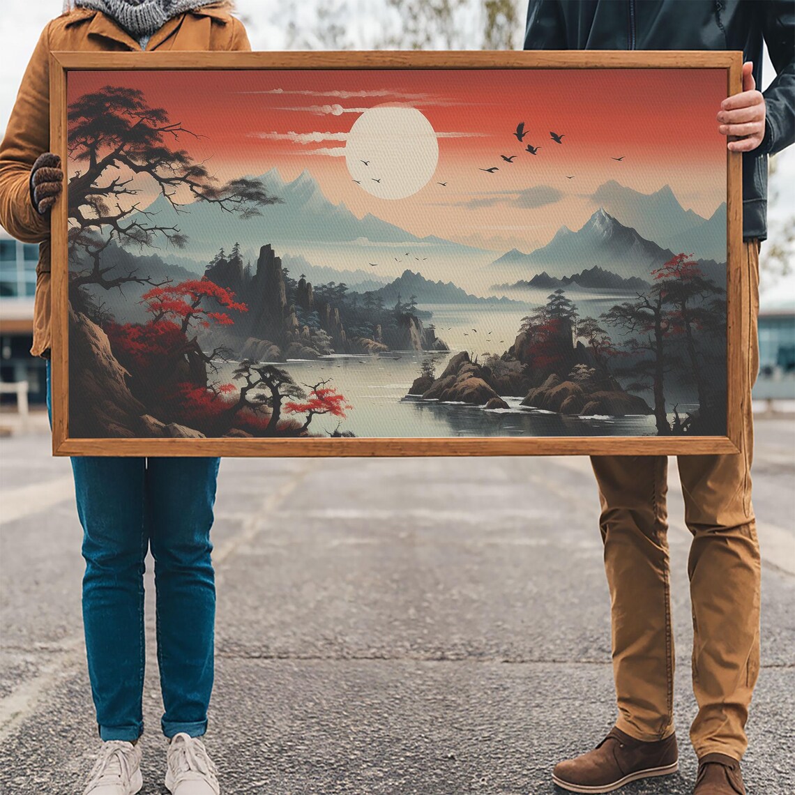 Japanese Sun Landscape Panoramic Wall Art Print - Image 3