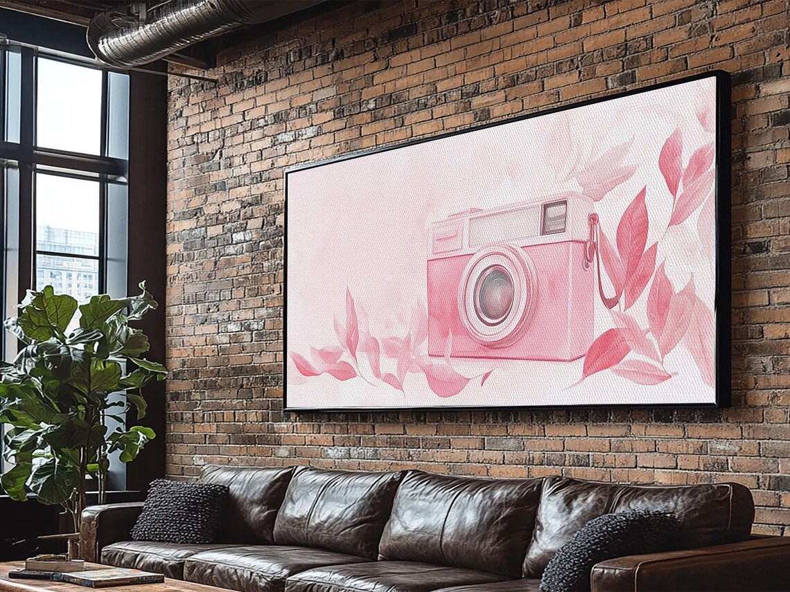Retro Pink Camera Print Whimsical Photography Wall Art Light Pink Modern Decor Unique Living Room Artwork Gift Idea - Image 2