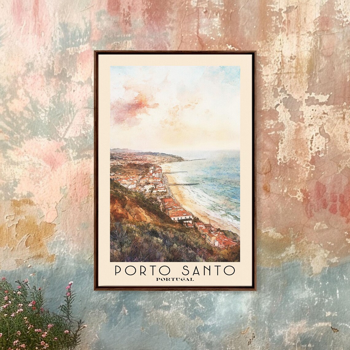 Porto Santo Portugal Watercolor Beach Art Print