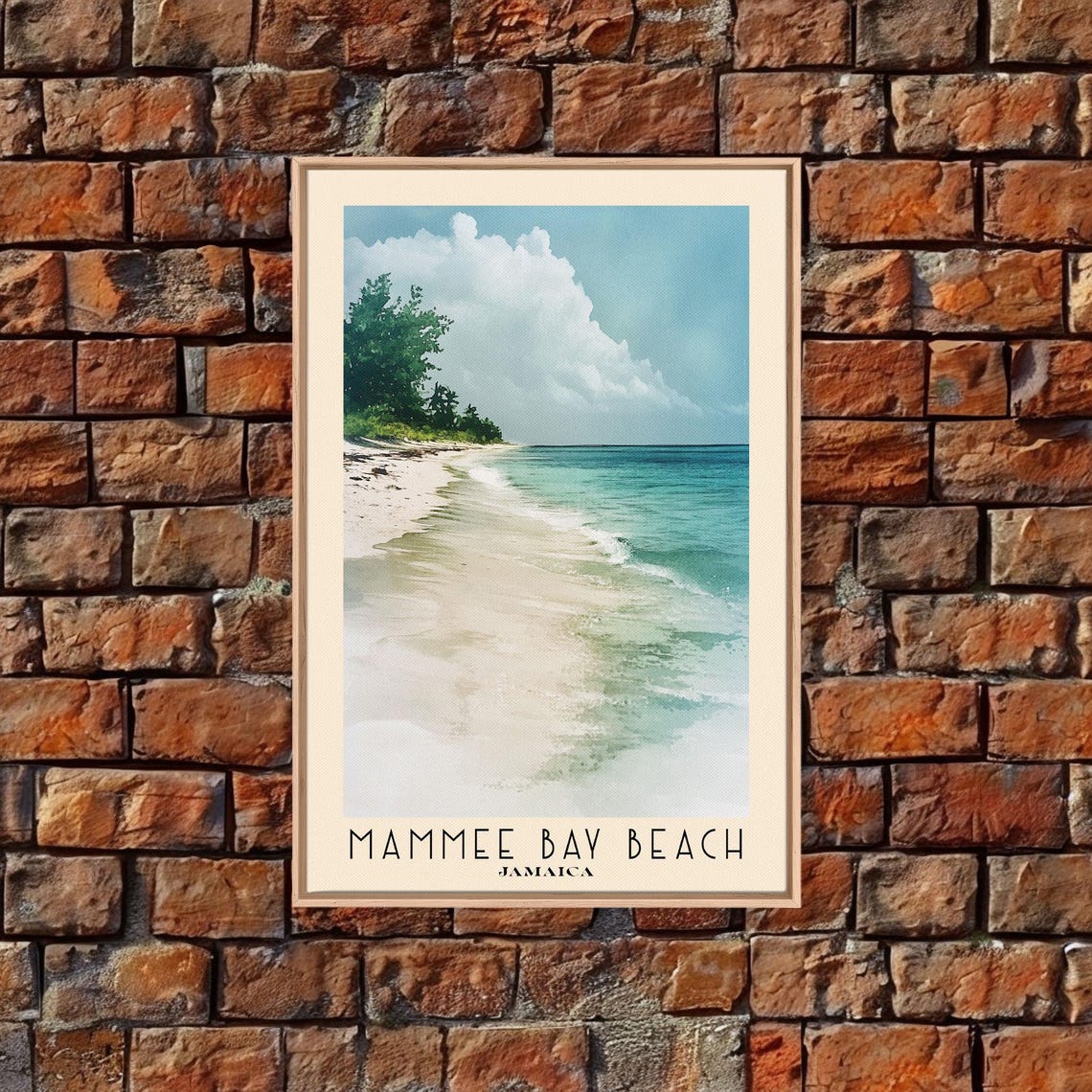 Mammee Bay Beach Jamaica Curved White Sand Lush Palm Coast Poster - Image 6