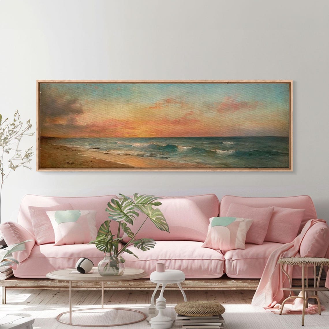 Ocean Beach Sunset Waves Golden Hour Seascape Panoramic Travel Poster - Image 4