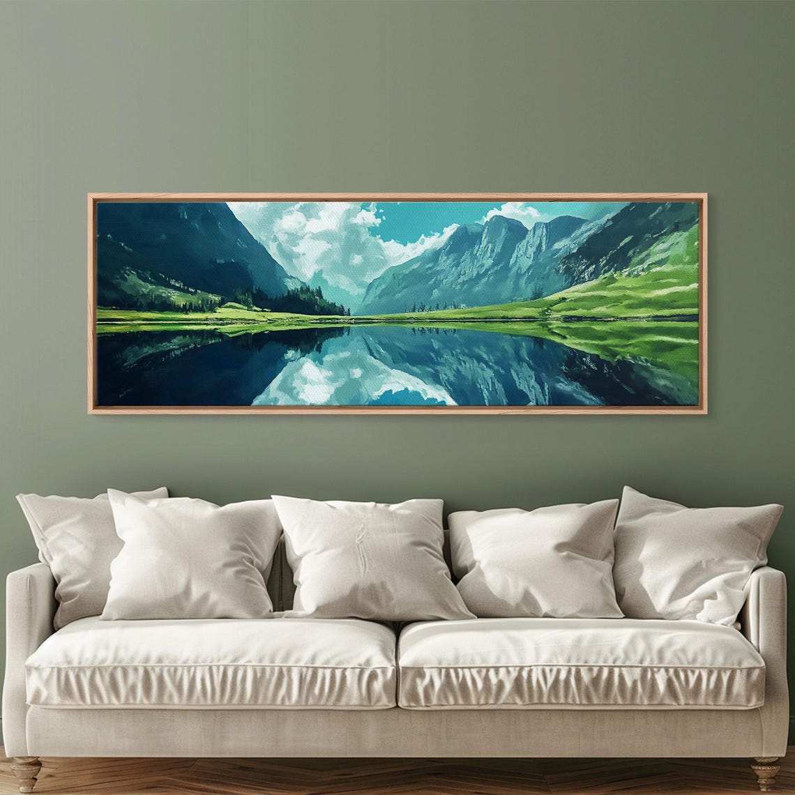 Alpine Lake Mirror Reflection Mountain Valley Panoramic Travel Poster - Image 5