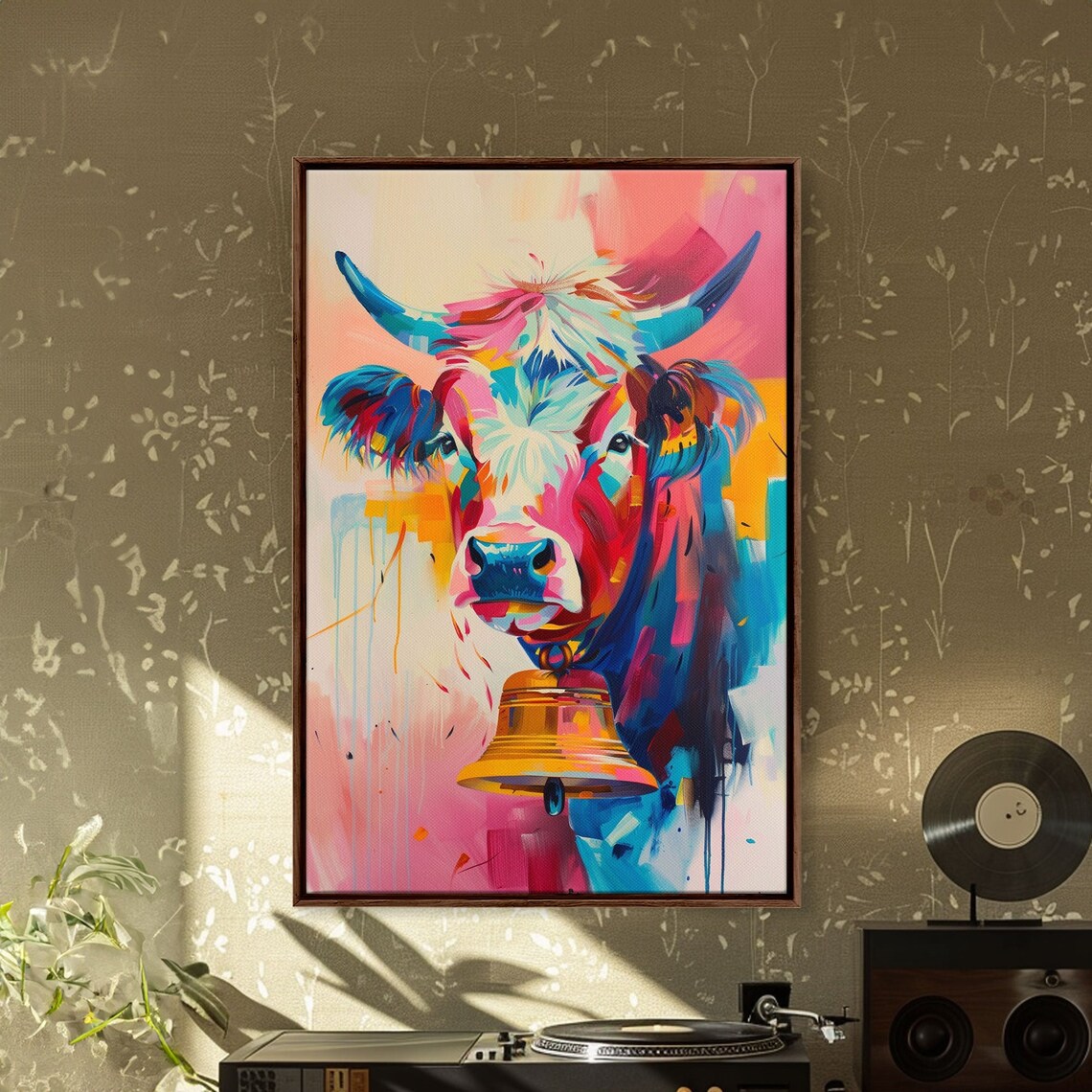Colorful Highland Cow Bell Vibrant Pop Art Farm Animal Wall Poster - Image 5