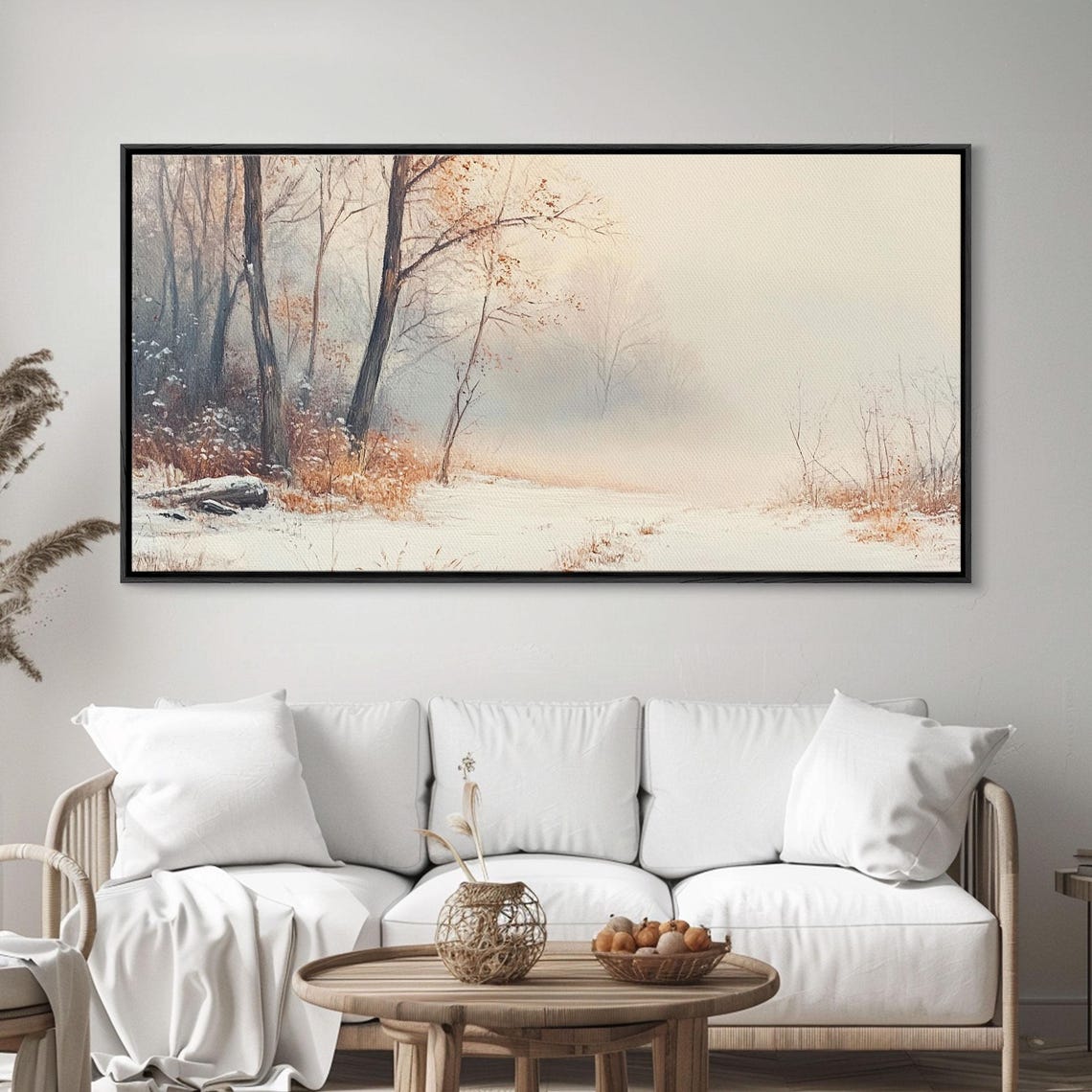 Misty Winter Forest Snowy Trees Soft White Snow Landscape Poster