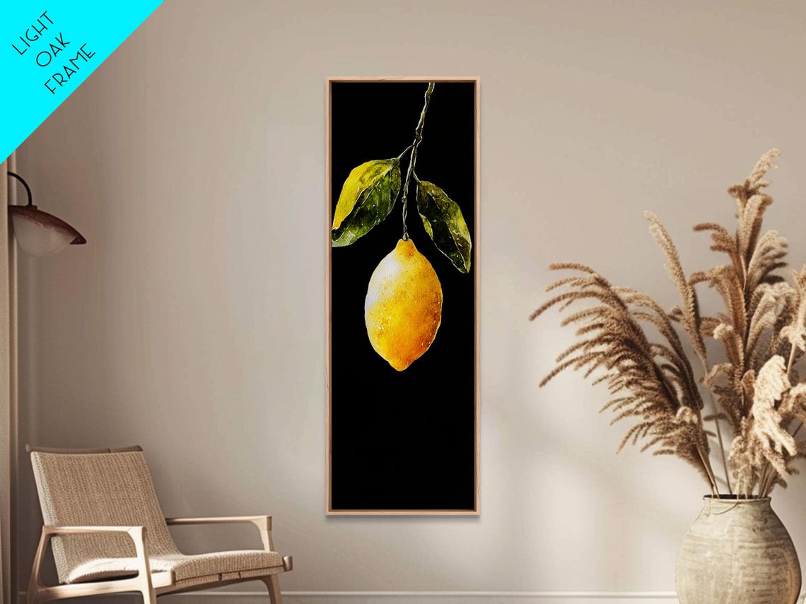 Minimalist Lemon Watercolor Single Fruit Black Background Art Poster - Image 6