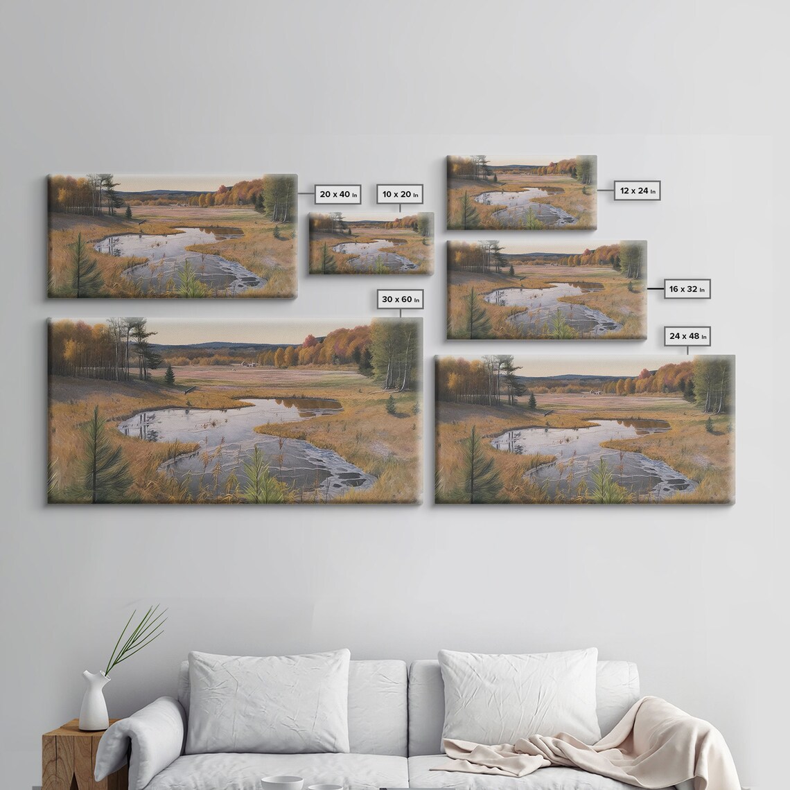 Pond Wall Art Landscape Wall Decor Trees Wall Art Nature Wall Decor Panoramic Wall Decor Print Wall Art Framed Art - Image 2