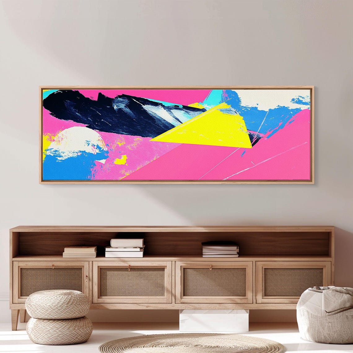 Retro 80s Vaporwave Abstract Neon Pink Yellow Bold Wall Art Print - Image 2