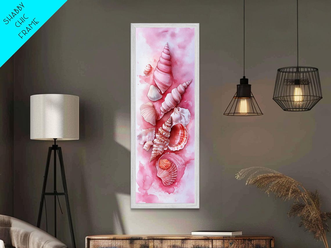 Pink Seashell Watercolor Collection Coastal Nautical Wall Art - Image 4