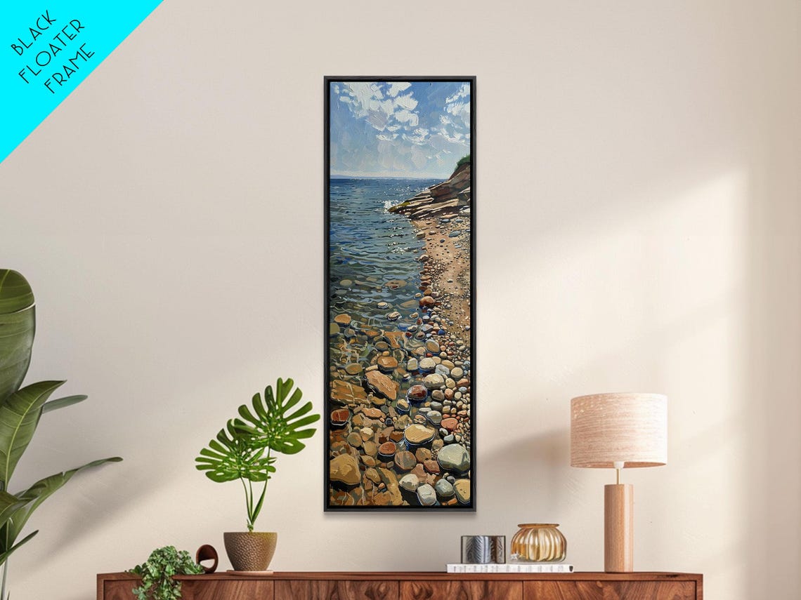 Rocky Shoreline With Colorful Pebbles And Blue Ocean Beach Art Poster - Image 5