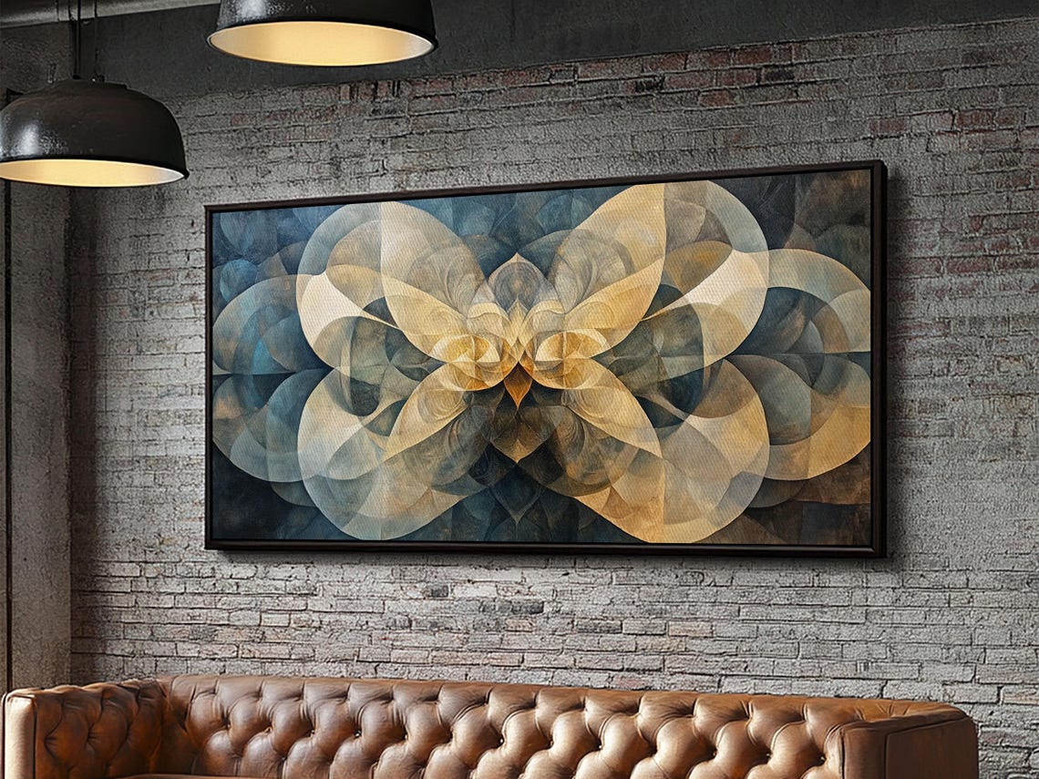 Symmetrical Abstract Framed Print Geometric Wall Art Wabi Sabi Decor Moody Minimalist Artwork Idea Bedroom Horizontal Design - Image 4