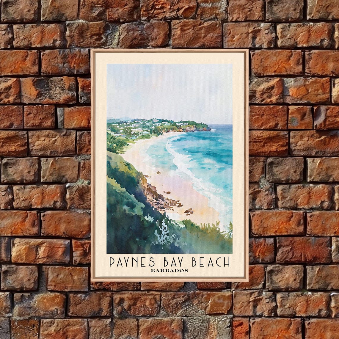 Paynes Bay Beach Barbados Cliff View Turquoise Surf Bay Curve Poster - Image 4