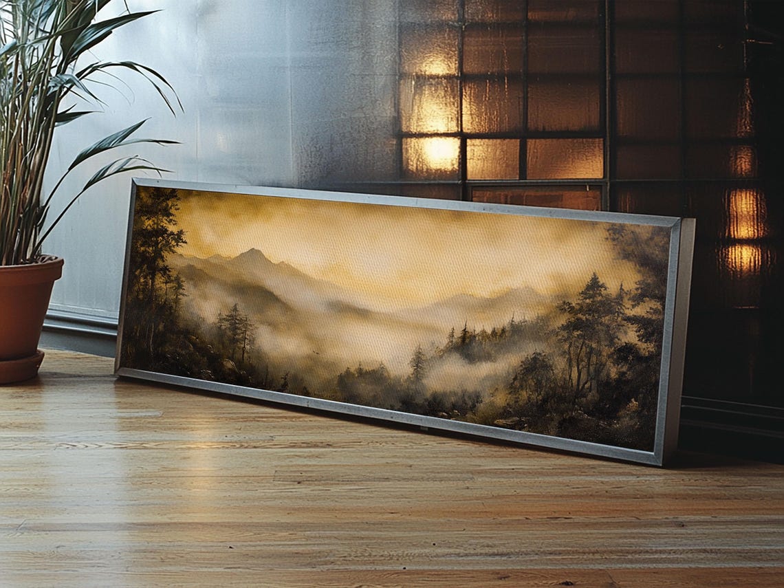 Fog Over Blue Ridge Mountains Golden Valley Panoramic Poster Art - Image 2