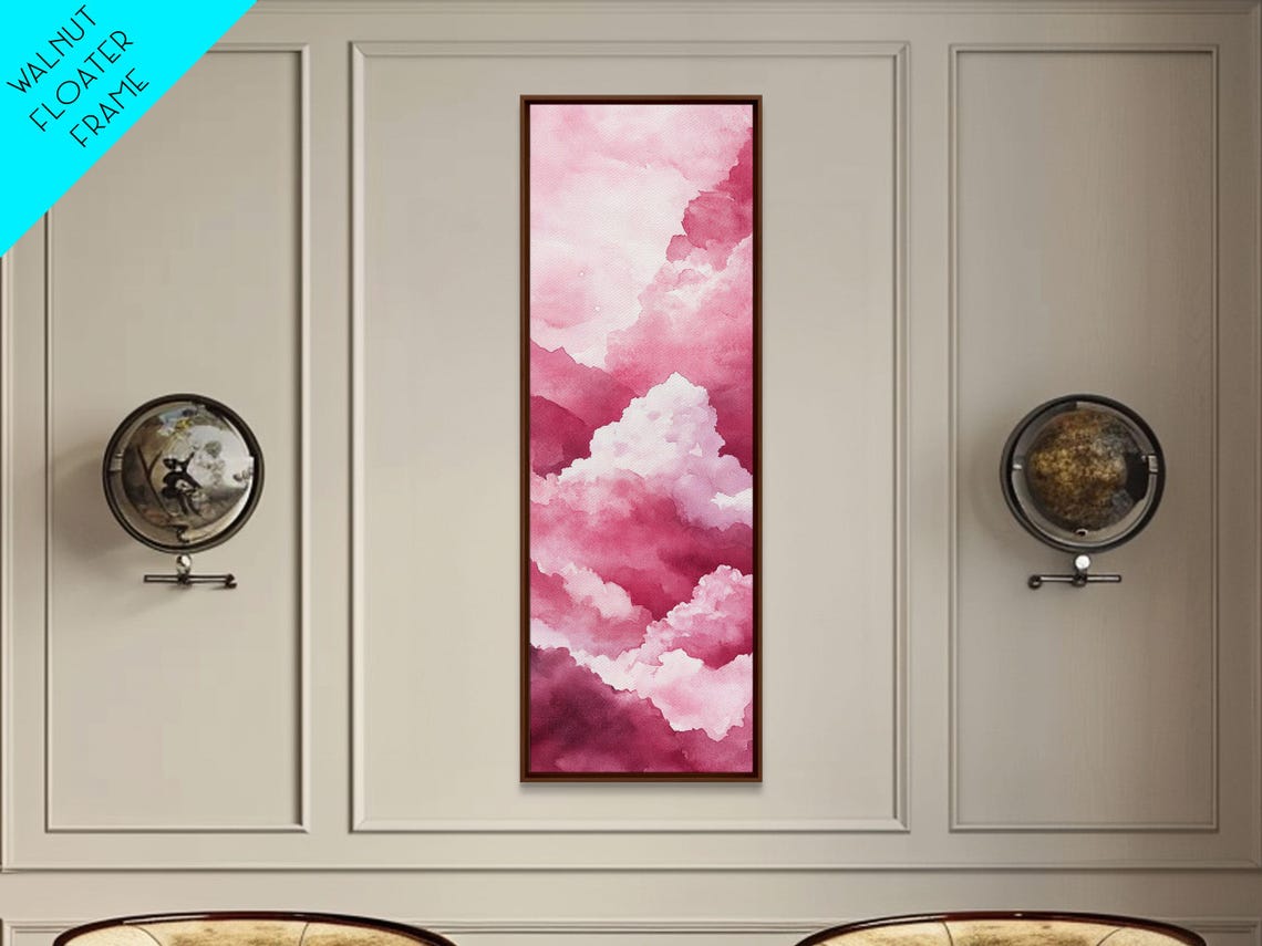 Dreamy Pink Clouds Watercolor Sky Minimalist Abstract Wall Art - Image 2
