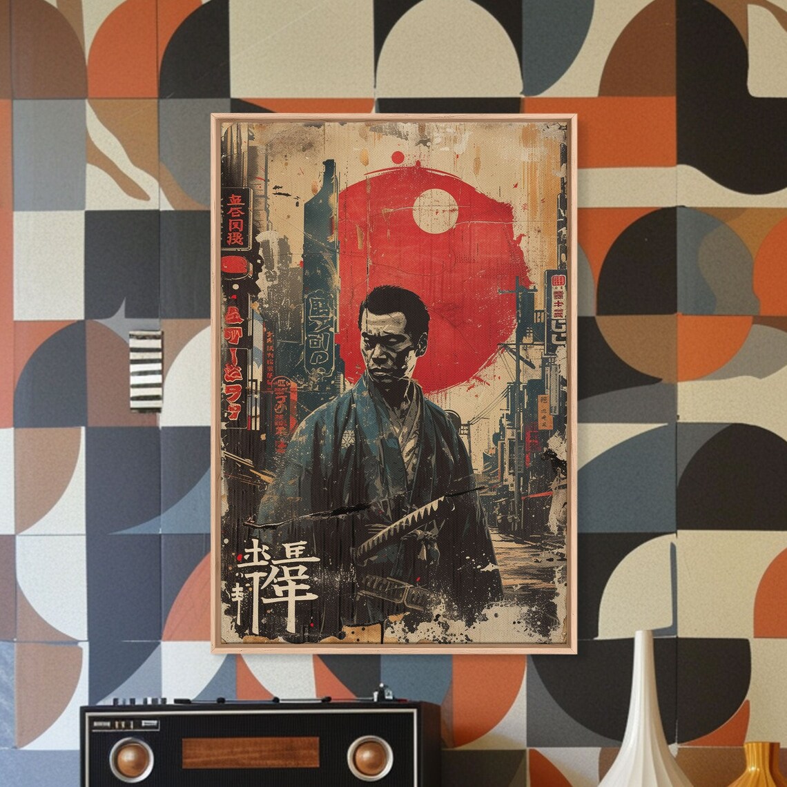 Samurai Red Sun Old Tokyo Street Vintage Japanese Movie Poster Print - Image 4