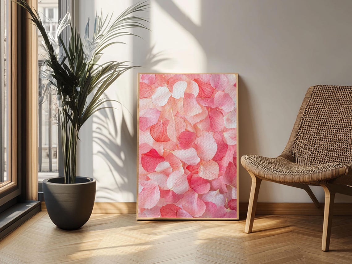 Blush Pink Hydrangea Petals Watercolor Floral Botanical Wall Art Print - Image 3