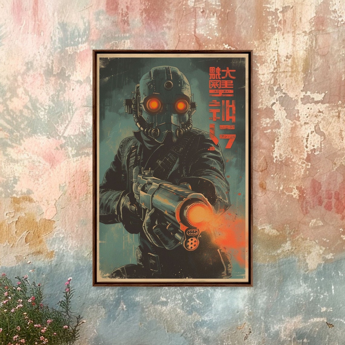 Sci Fi Gas Mask Soldier Glowing Eyes Japanese Poster Art Print - Image 4