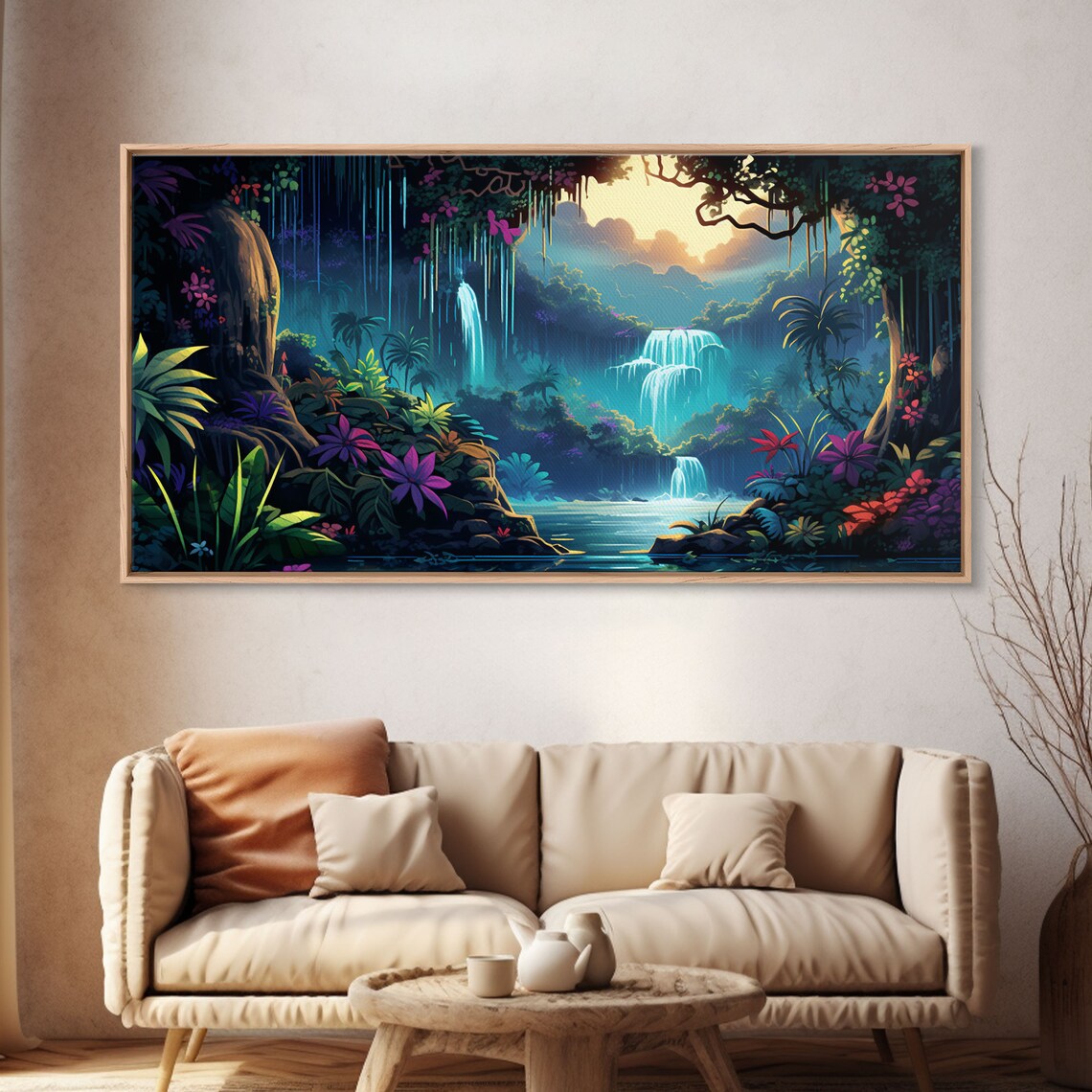 Fantasy Forest Waterfalls Art Print, Panoramic Landscape - Image 5