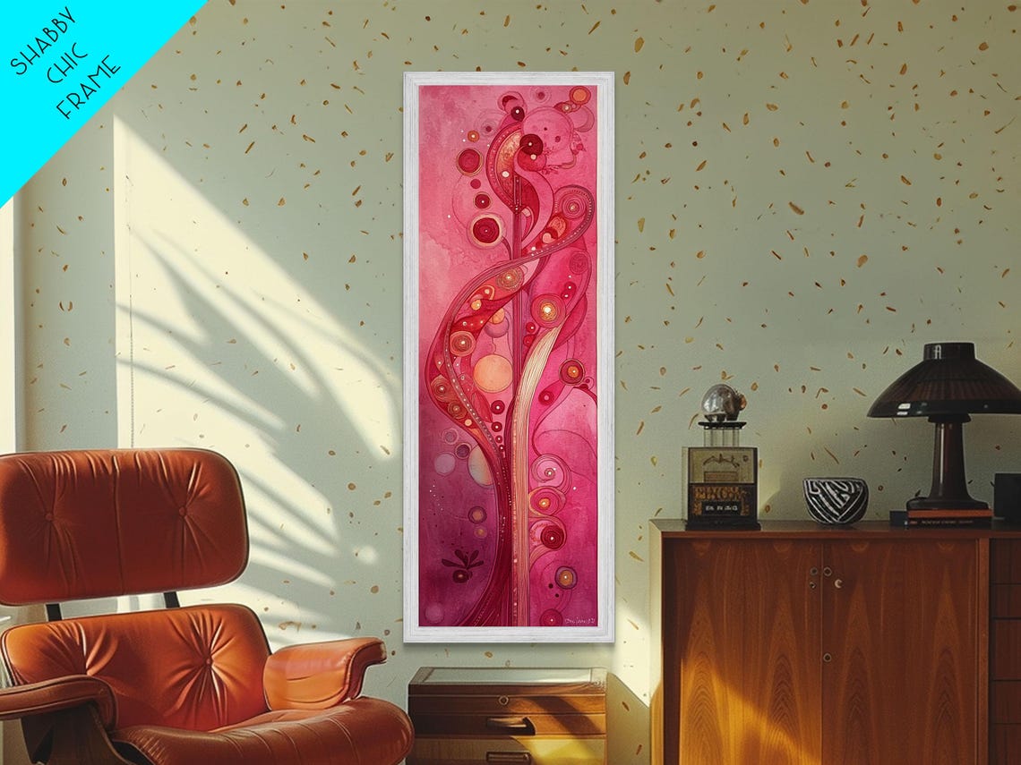 Pink Art Nouveau Abstract Botanical Swirls Modern Decor Wall Art - Image 6