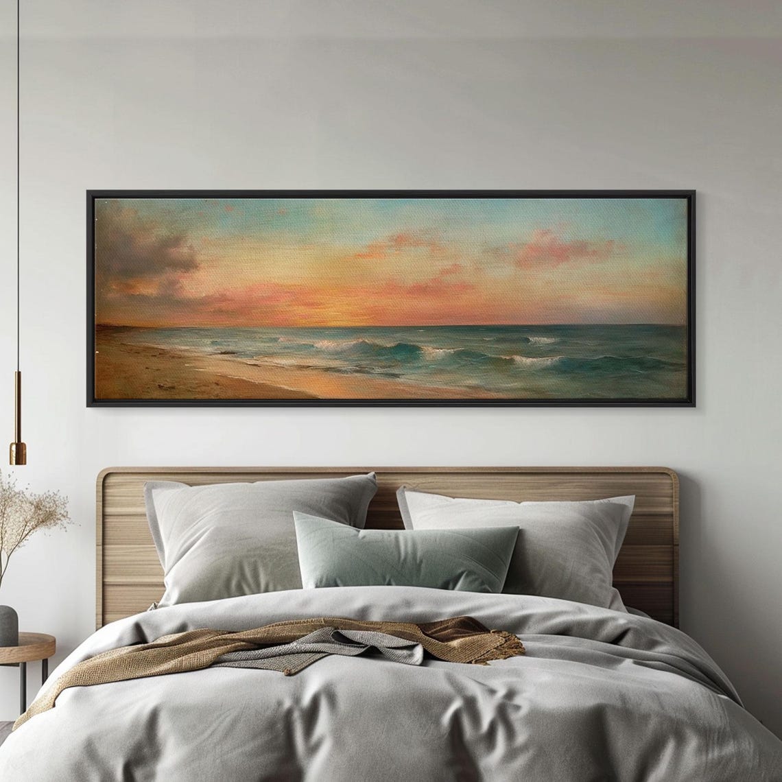 Ocean Beach Sunset Waves Golden Hour Seascape Panoramic Travel Poster - Image 3