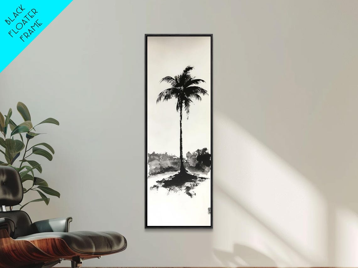 Minimalist Black And White Palm Tree Ink Tropical Zen Art Poster - Image 4
