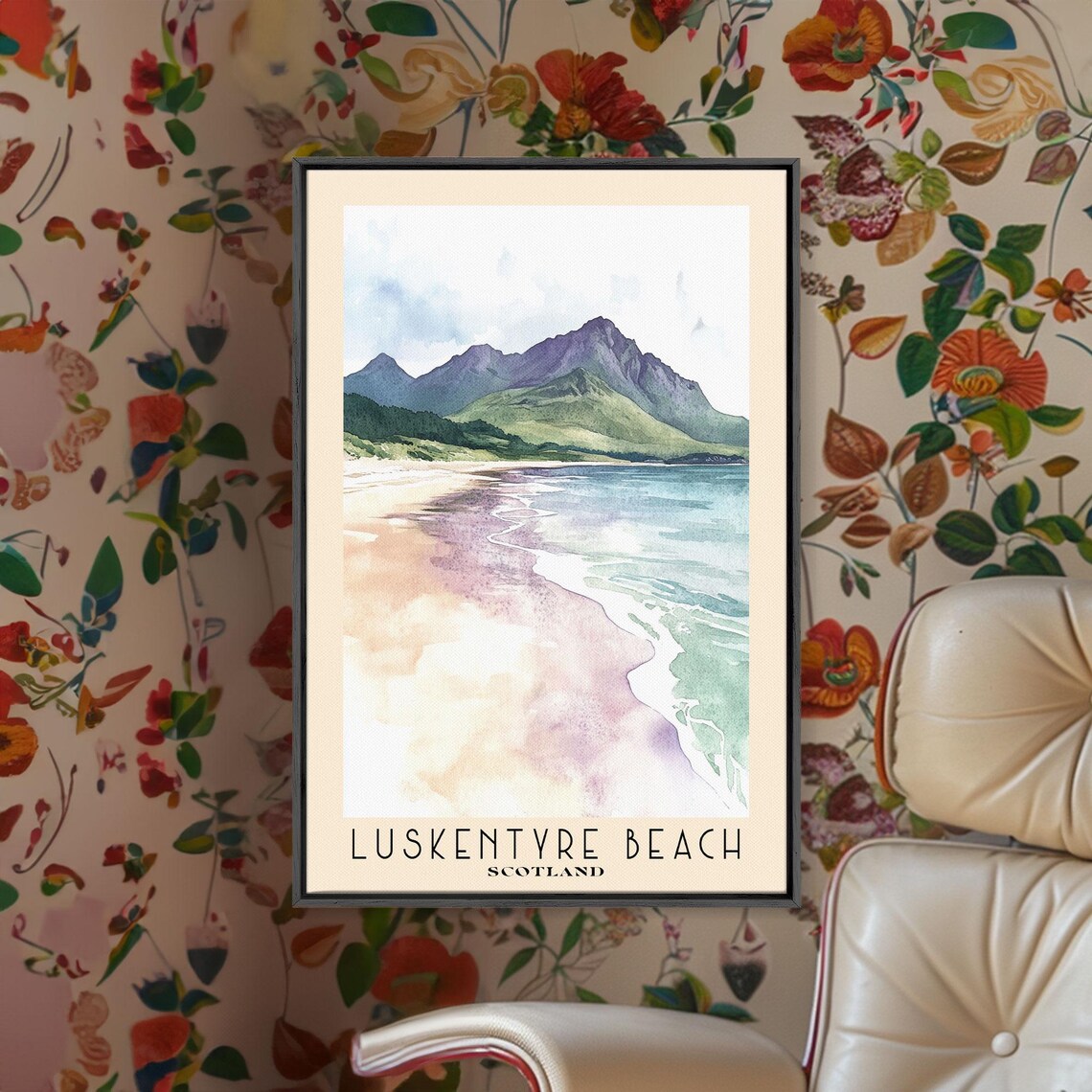 Luskentyre Beach Scotland Pale Sand Turquoise Sea Mountain Travel Poster - Image 3