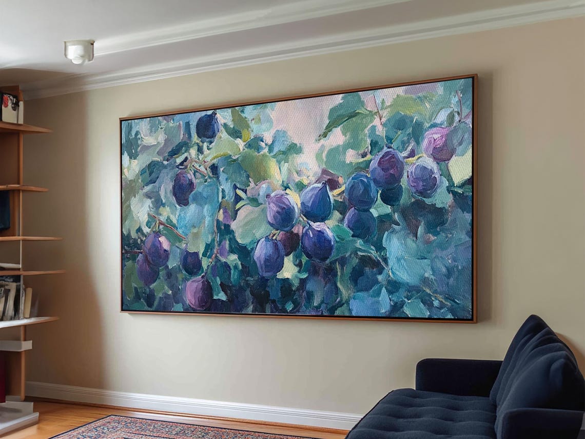 Purple Figs Leaves Impressionist Oil Painting Colorful Wall Art - Image 6