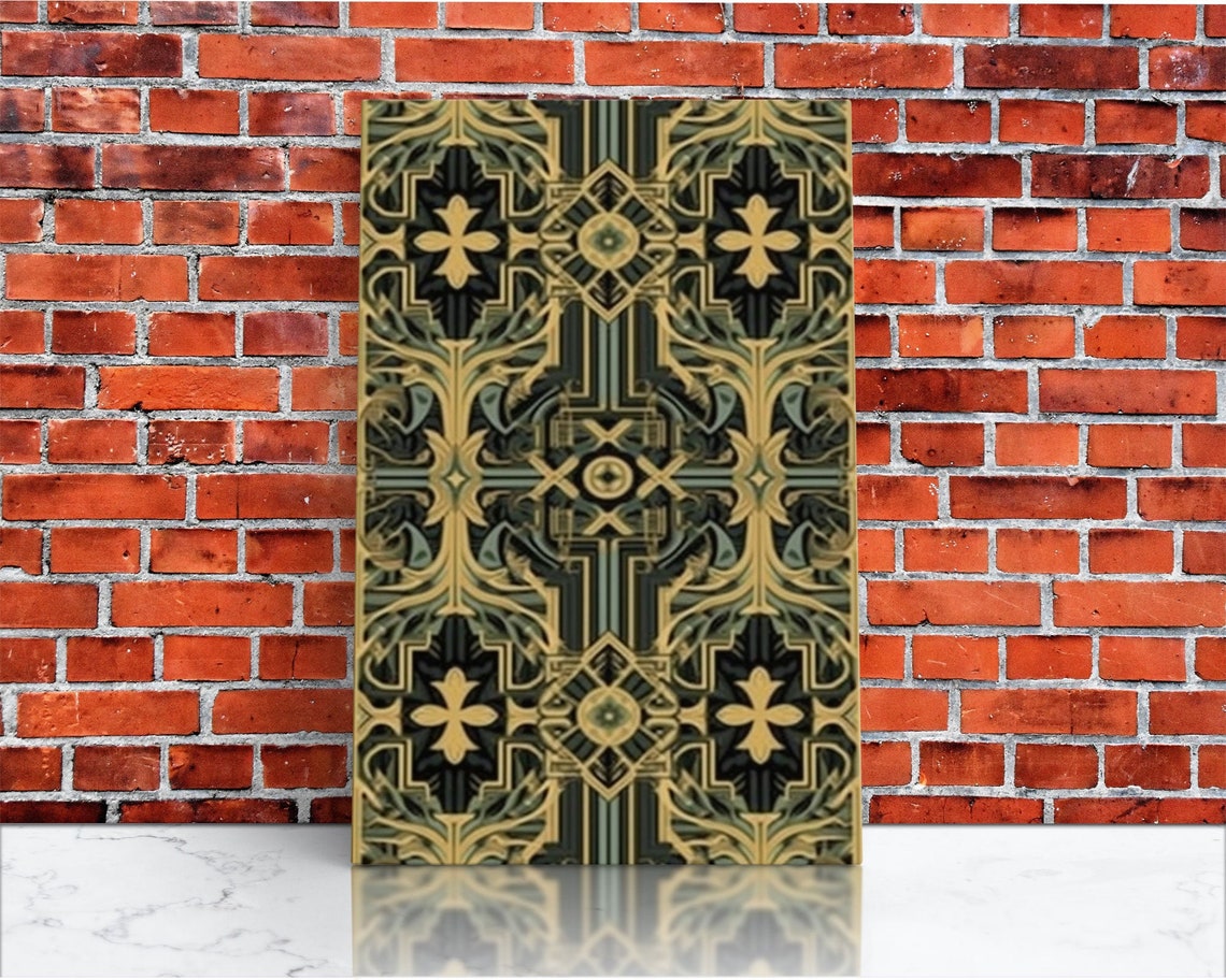Art Deco Gold Green Ornamental Pattern Vintage 1920s Style Wall Poster - Image 3
