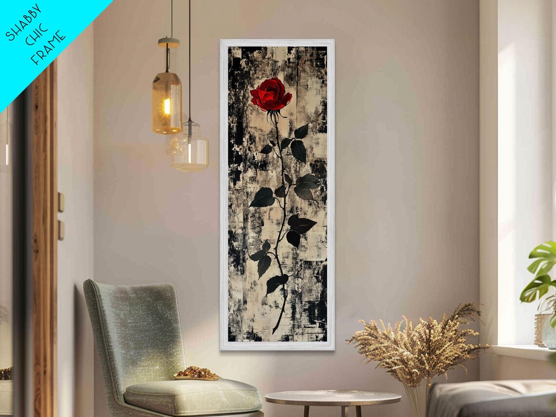 Minimalist Black And White Rose Botanical Art Print - Image 2