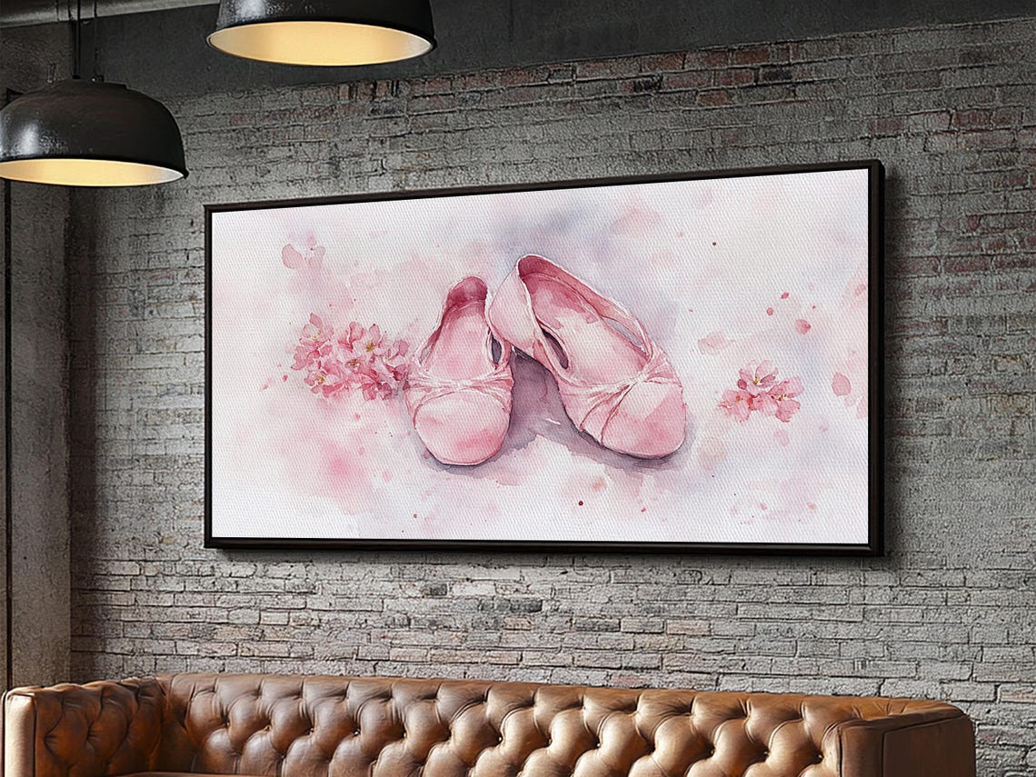 Pink Ballet Slippers Watercolor Cherry Blossom Dancer Gift Poster - Image 3