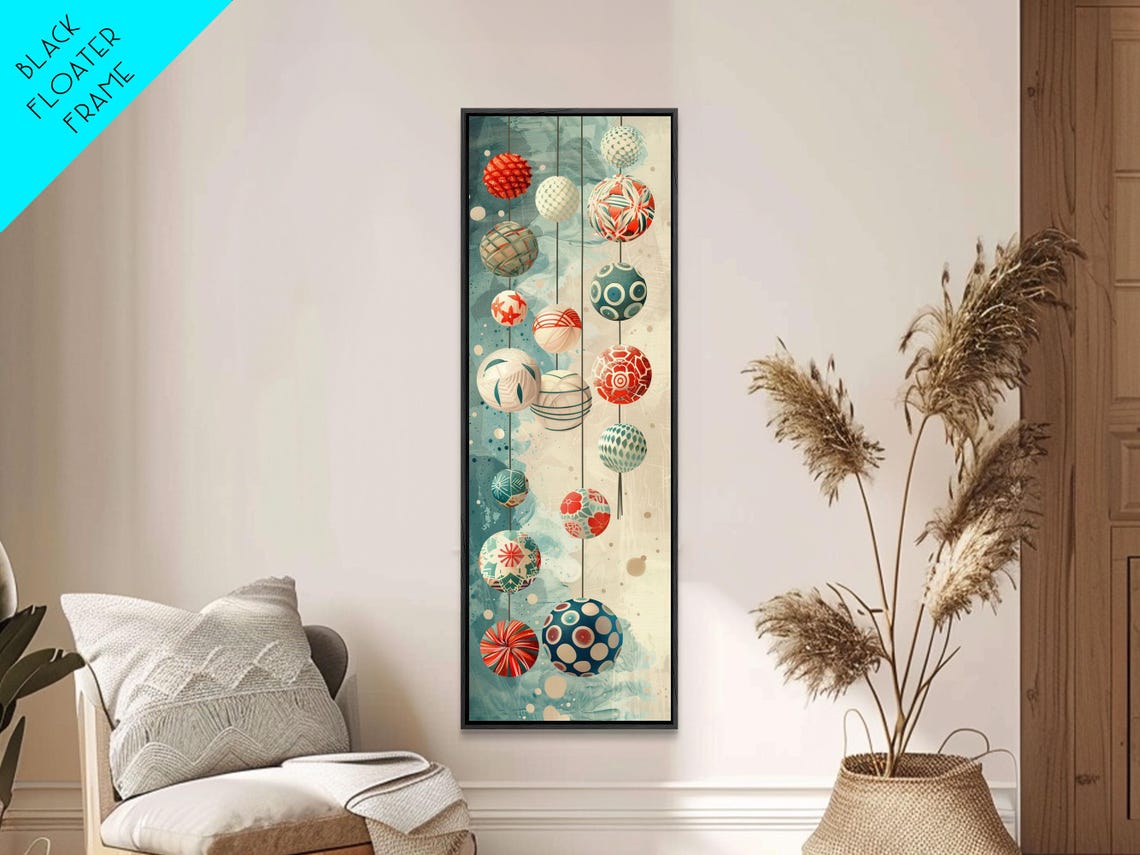 Hanging Japanese Lantern Balls Colorful Ornaments Tall Art Poster - Image 2