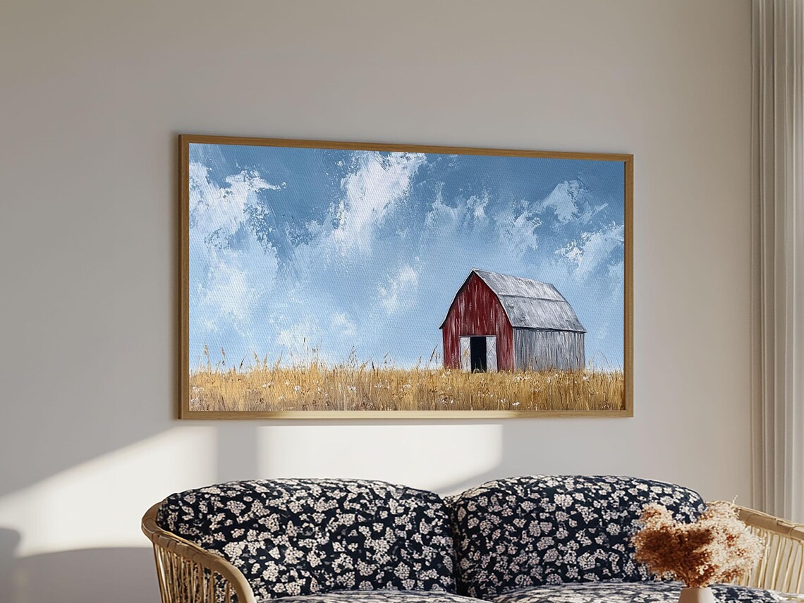 Old Farm Building in Wheat Field, Rustic Landscape Poster - Image 2