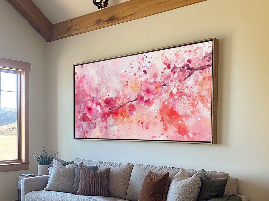 Pink Cherry Blossom Branches Watercolor Spring Floral Bloom Poster