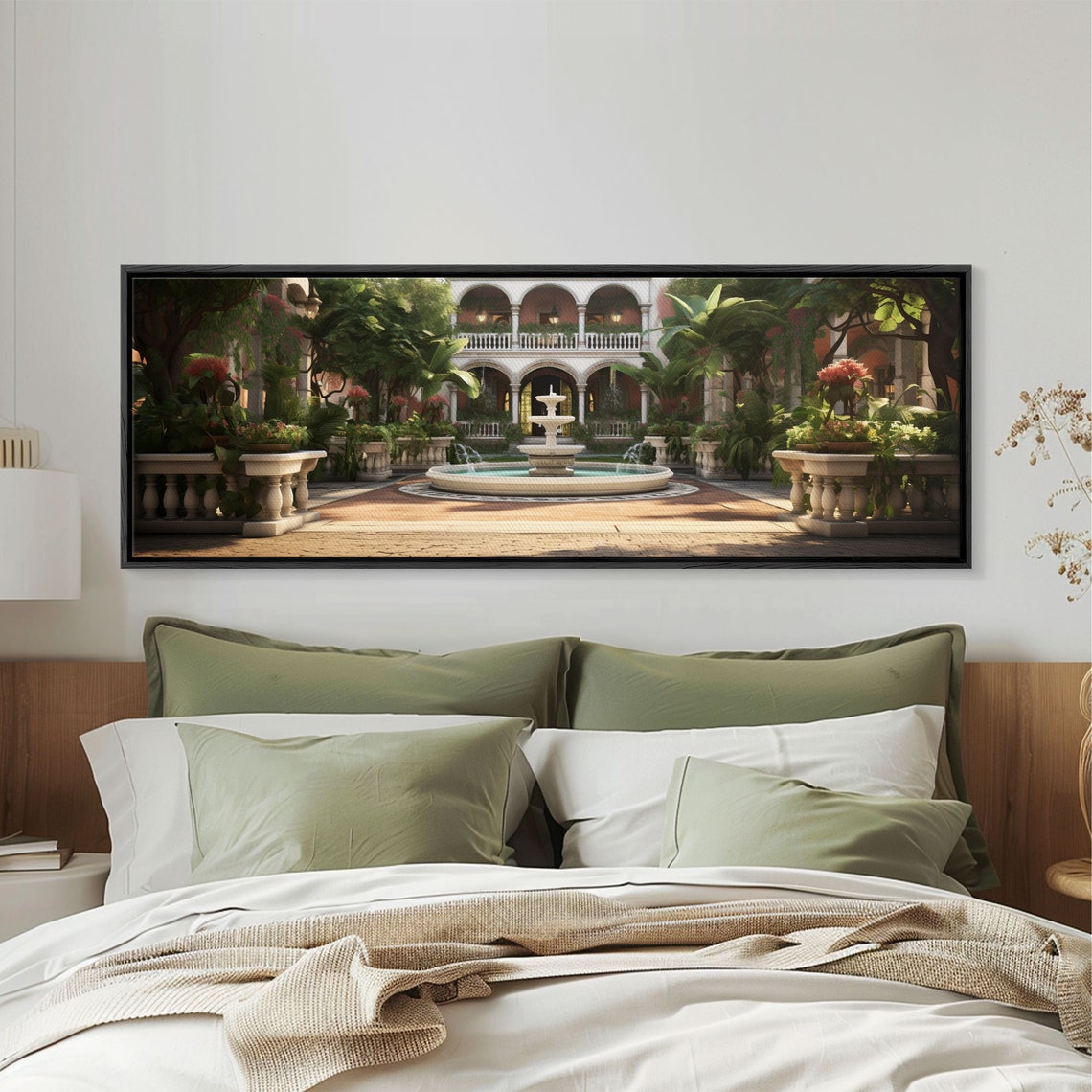 Mediterranean Courtyard Marble Fountain Arches Garden Painting Poster - Image 5