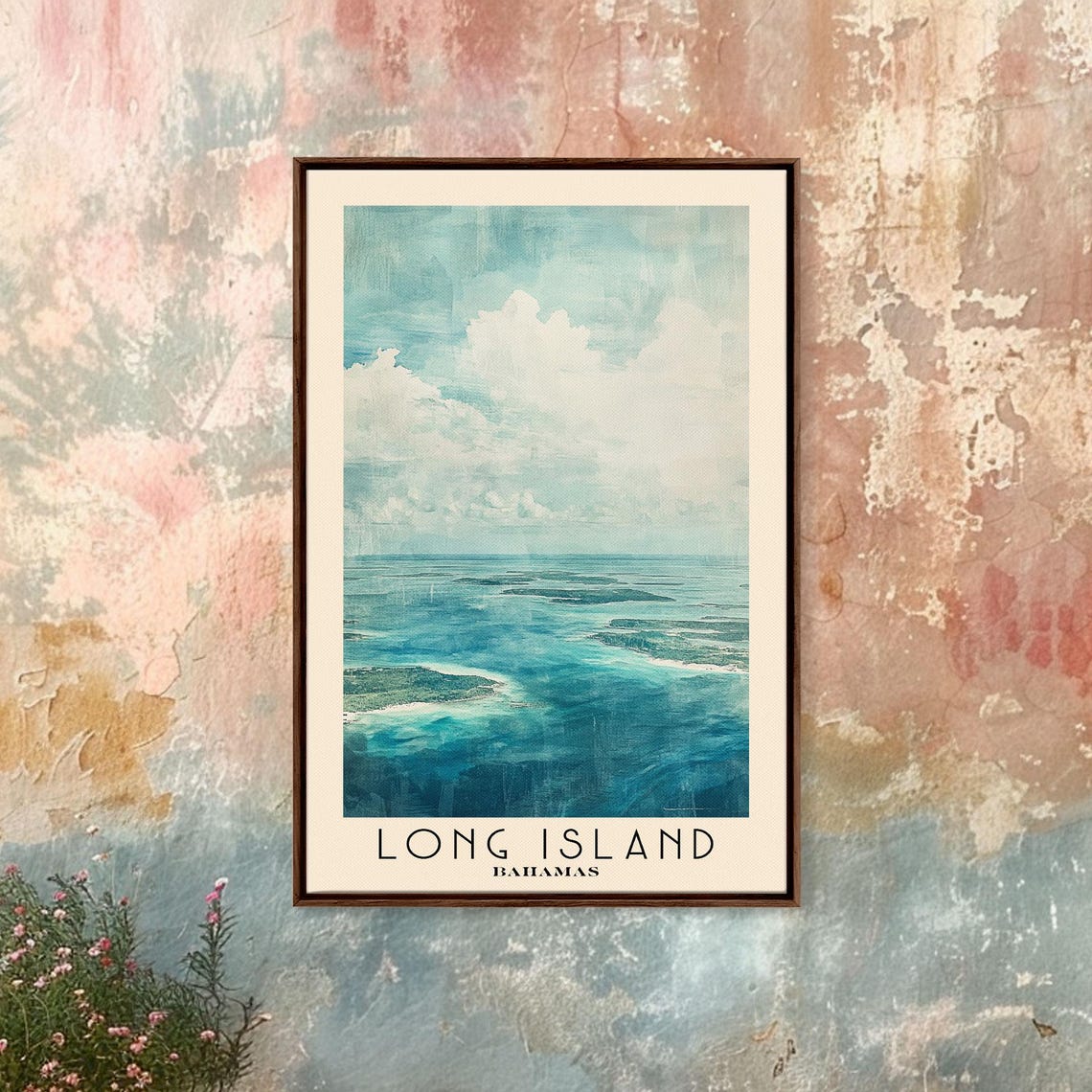 Long Island Bahamas Aerial Turquoise Sea Scattered Cays Poster - Image 4