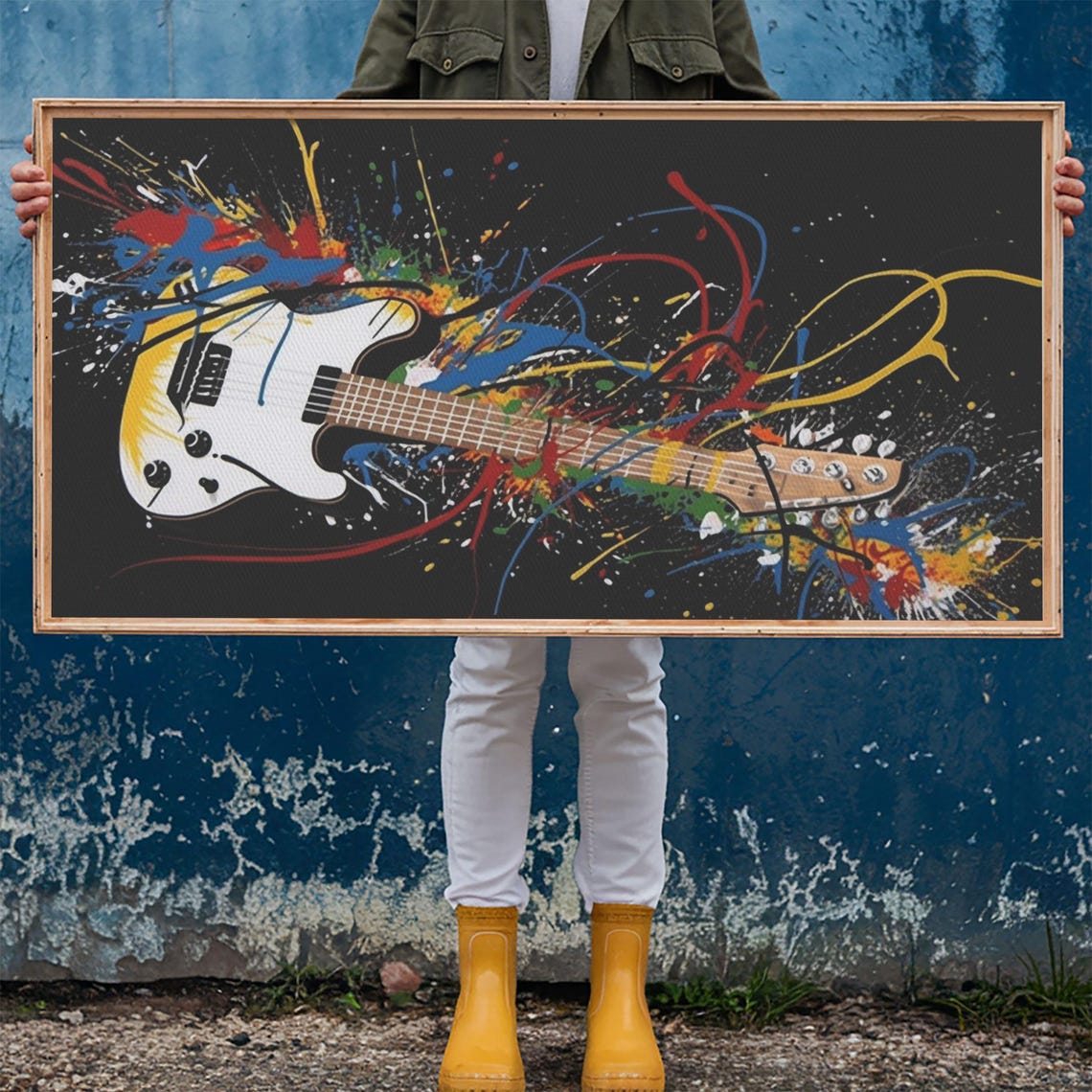 Colorful Electric Guitar Paint Splatter Rock Music Graffiti Wall Art - Image 6