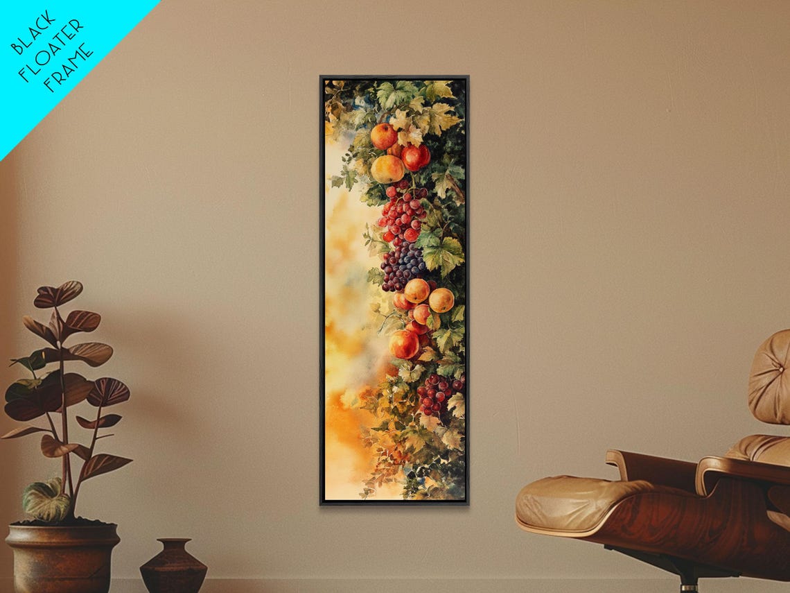 Hanging Fruit Garland Watercolor Grapes Apple Art Decor Poster