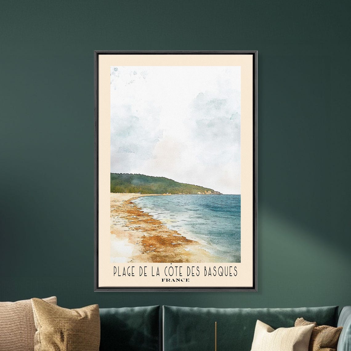 Plage De La Cote Des Basques France Sand Curve Rocky Headland Poster - Image 5