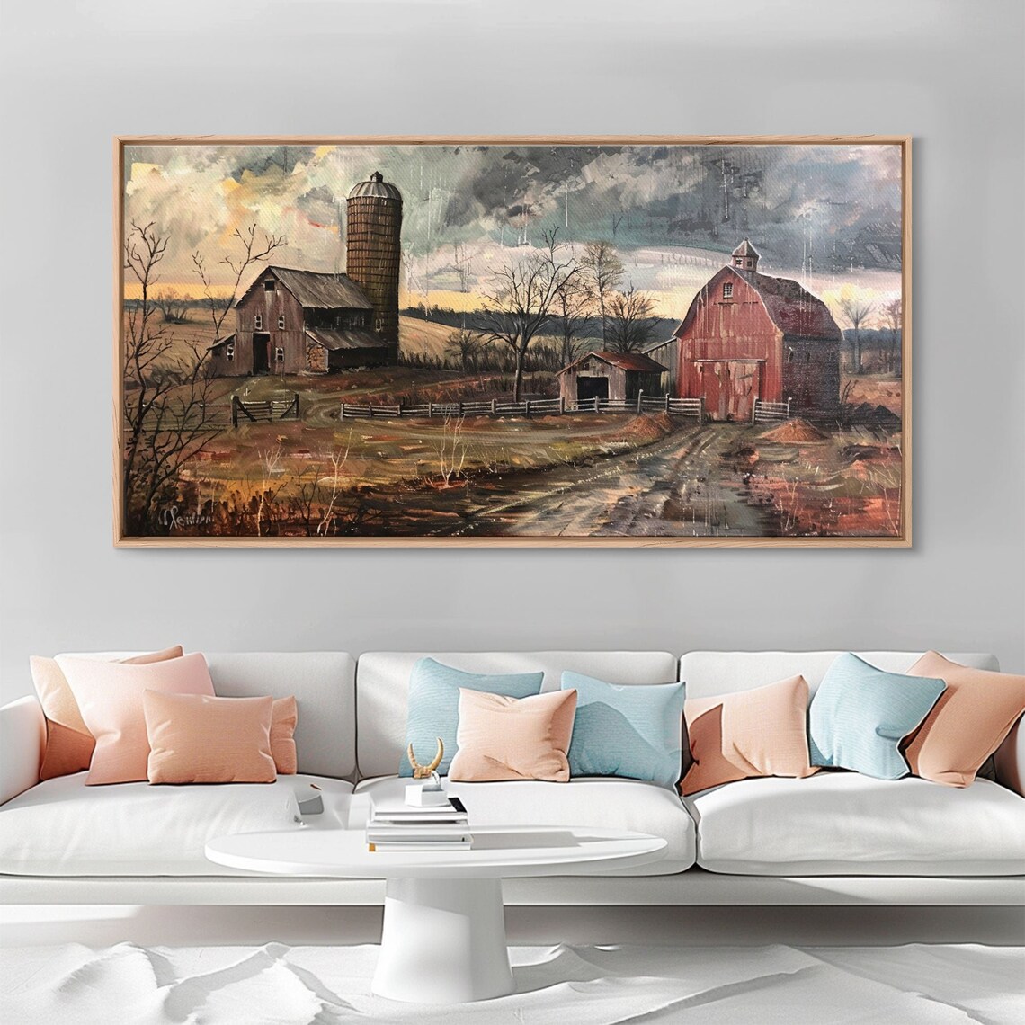 Vintage Farm Scene With Silos, Rustic Farmhouse Art Print - Image 3