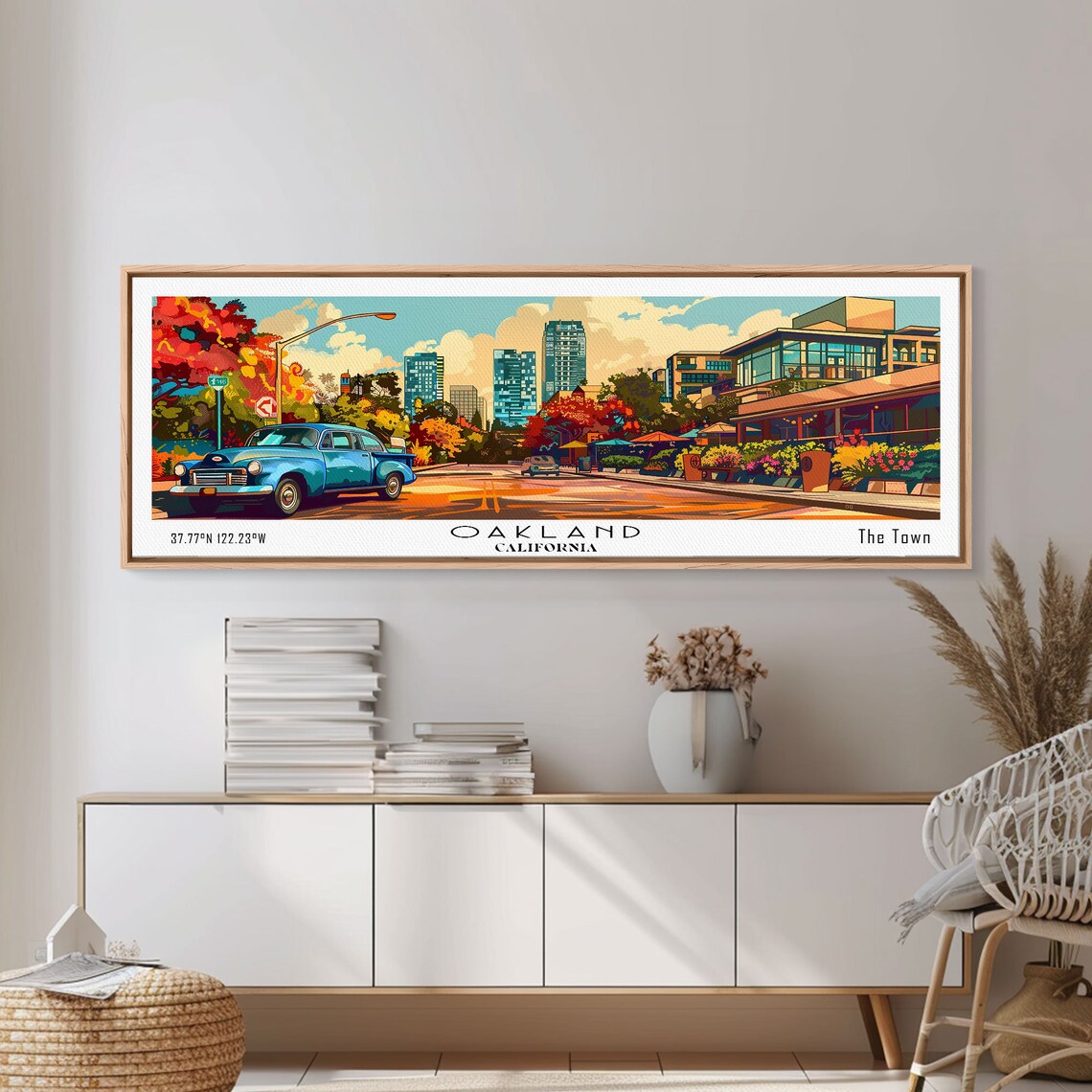 Oakland California The Town Vintage Car Skyline Pop Art Travel Poster - Image 6