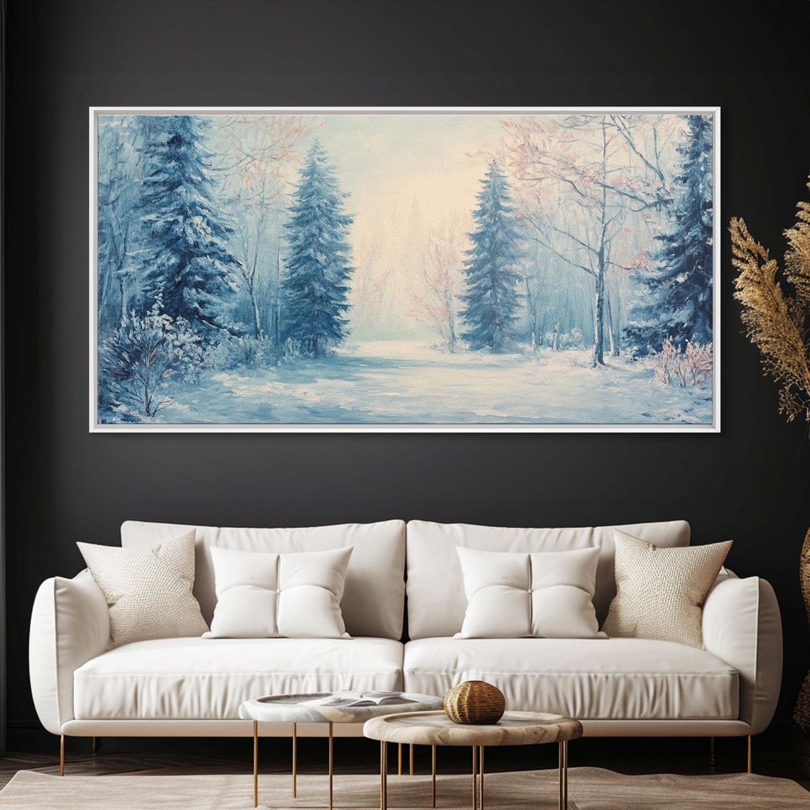 Winter Wonderland Watercolor Blue Snowy Pines Frosty Forest Poster - Image 6