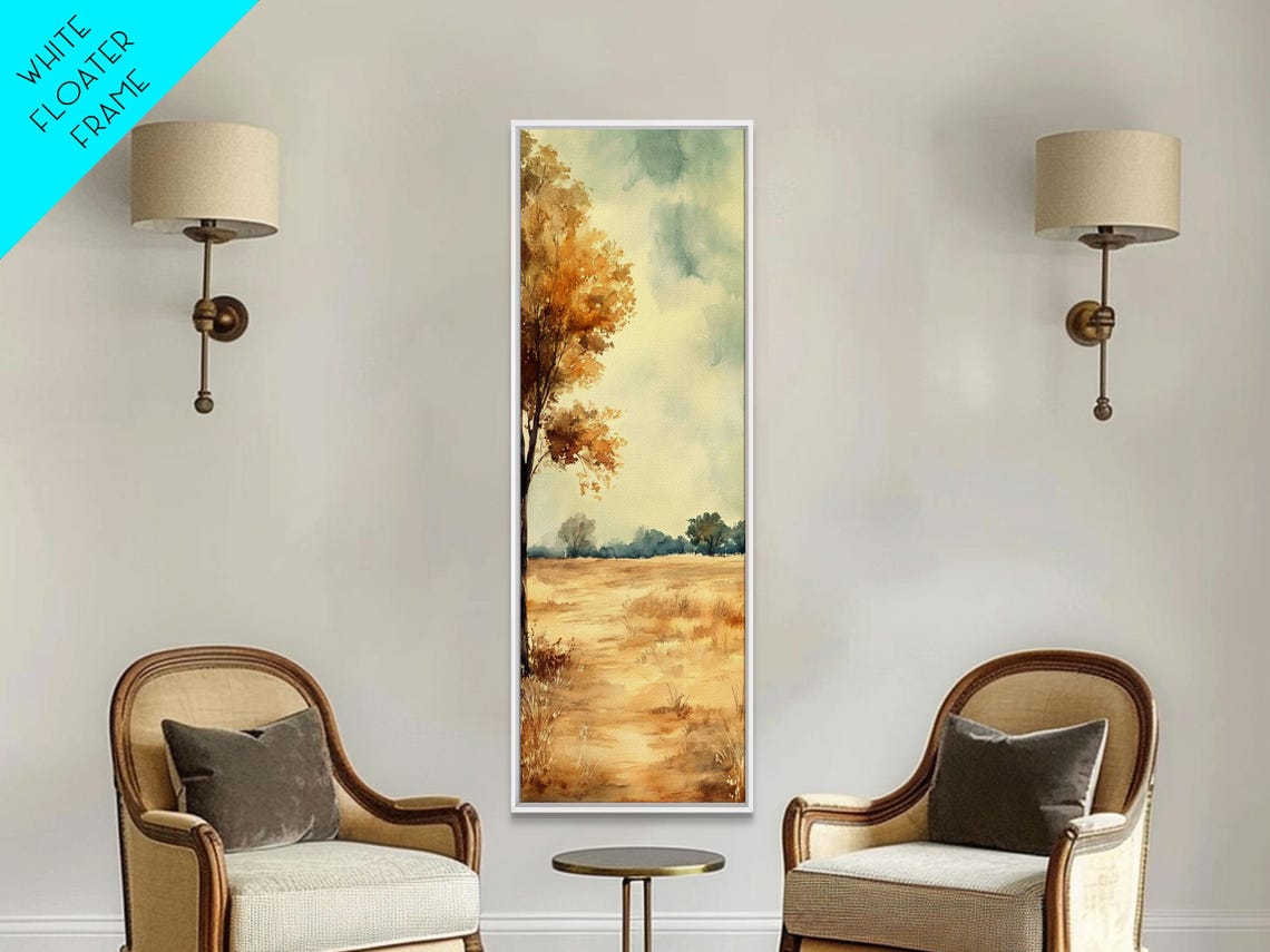 Golden Oak Tree Autumn Landscape Watercolor Nature Scene Poster - Image 4