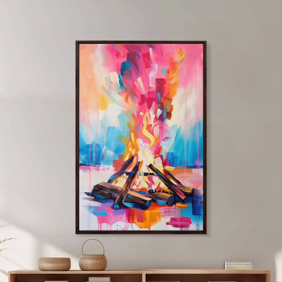 Abstract Campfire With Colorful Flames Modern Fire Art Poster - Image 4
