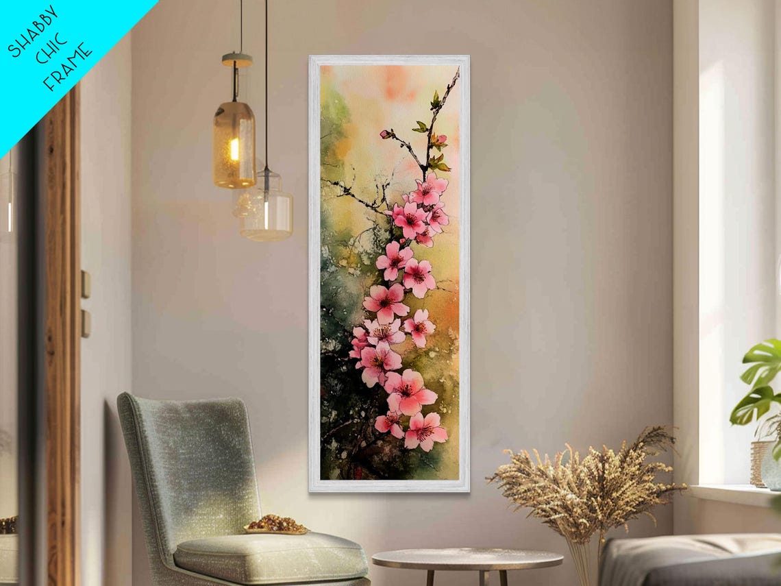Blooming Pink Cherry Blossoms Japanese Spring Floral Watercolor Poster - Image 3