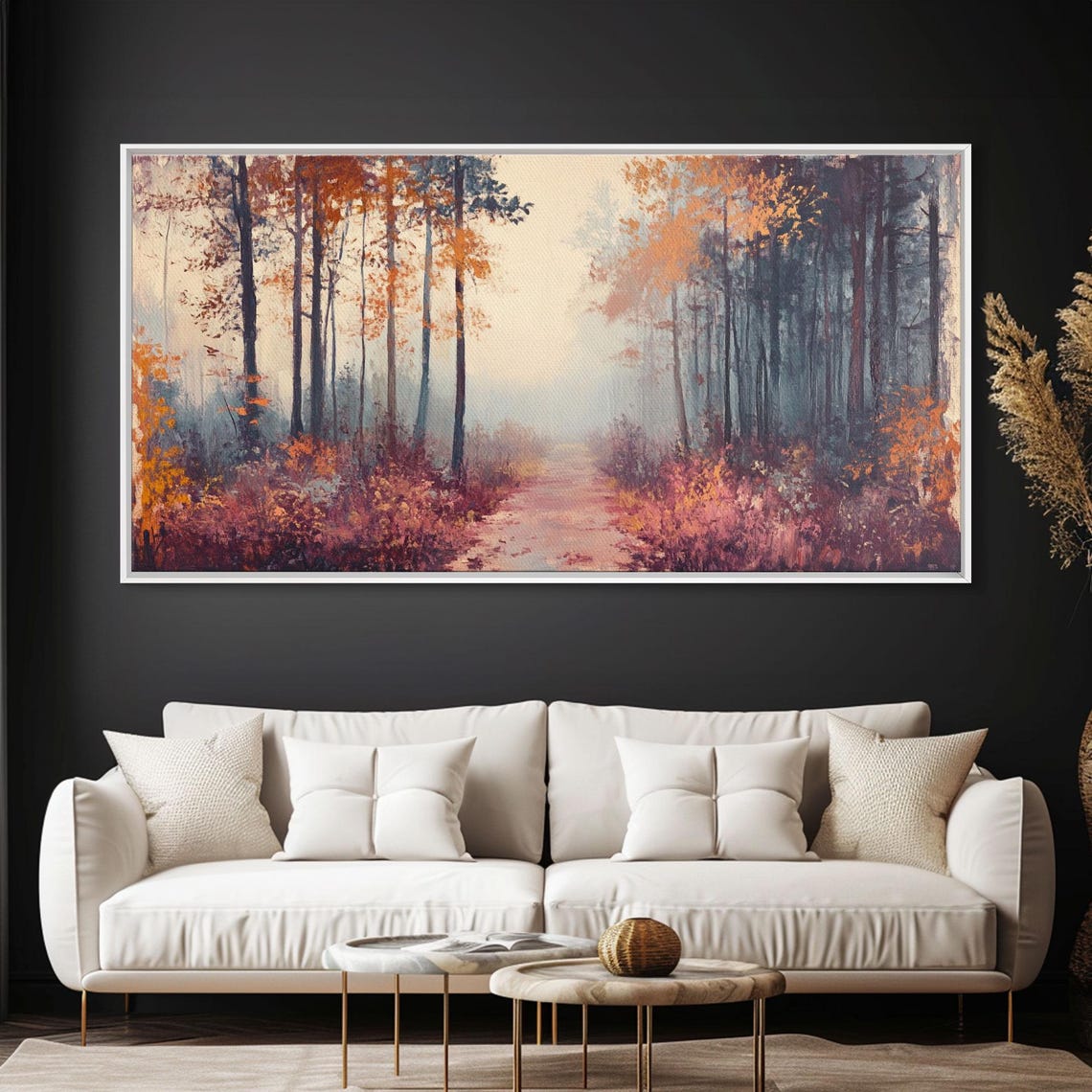 Misty Autumn Woods Foggy Fall Pathway Impressionist Forest Poster - Image 6