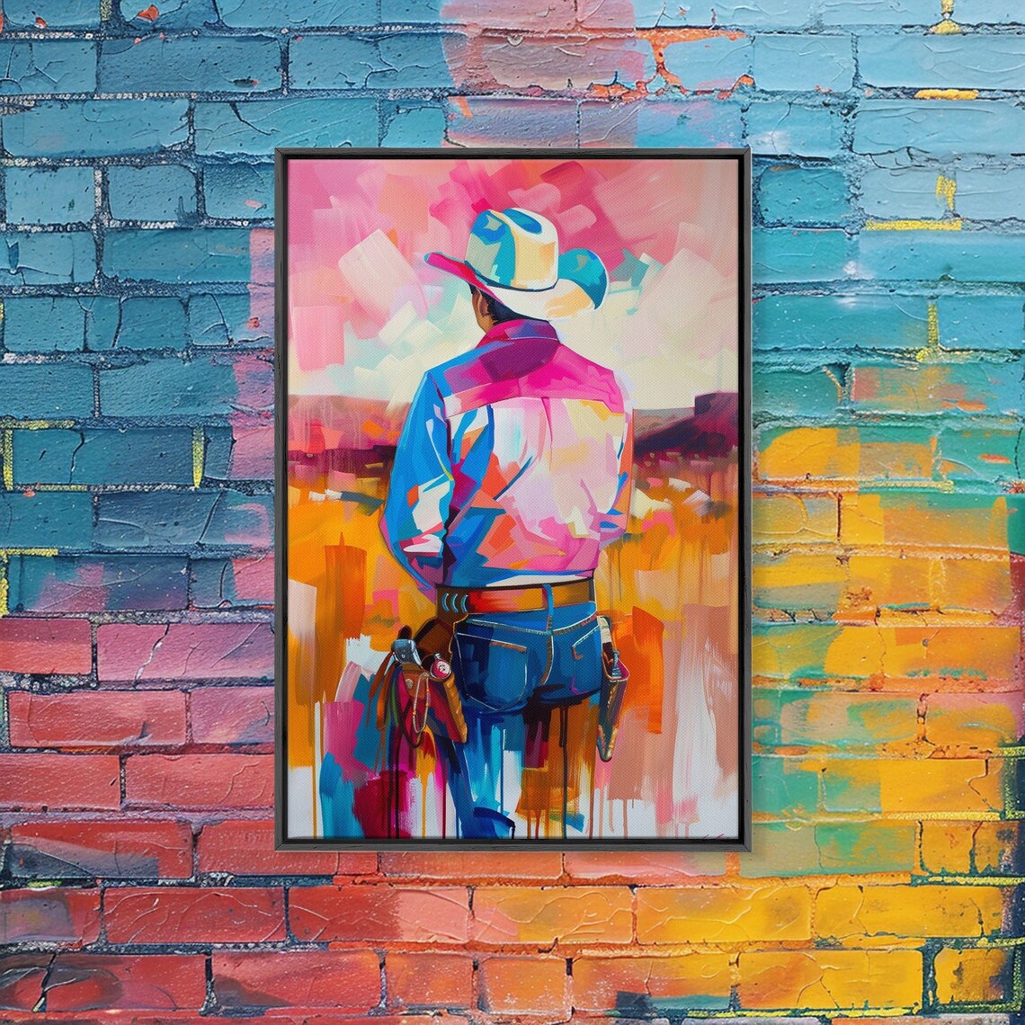 Abstract Cowboy Art Print, Contemporary Western Decor - Image 4