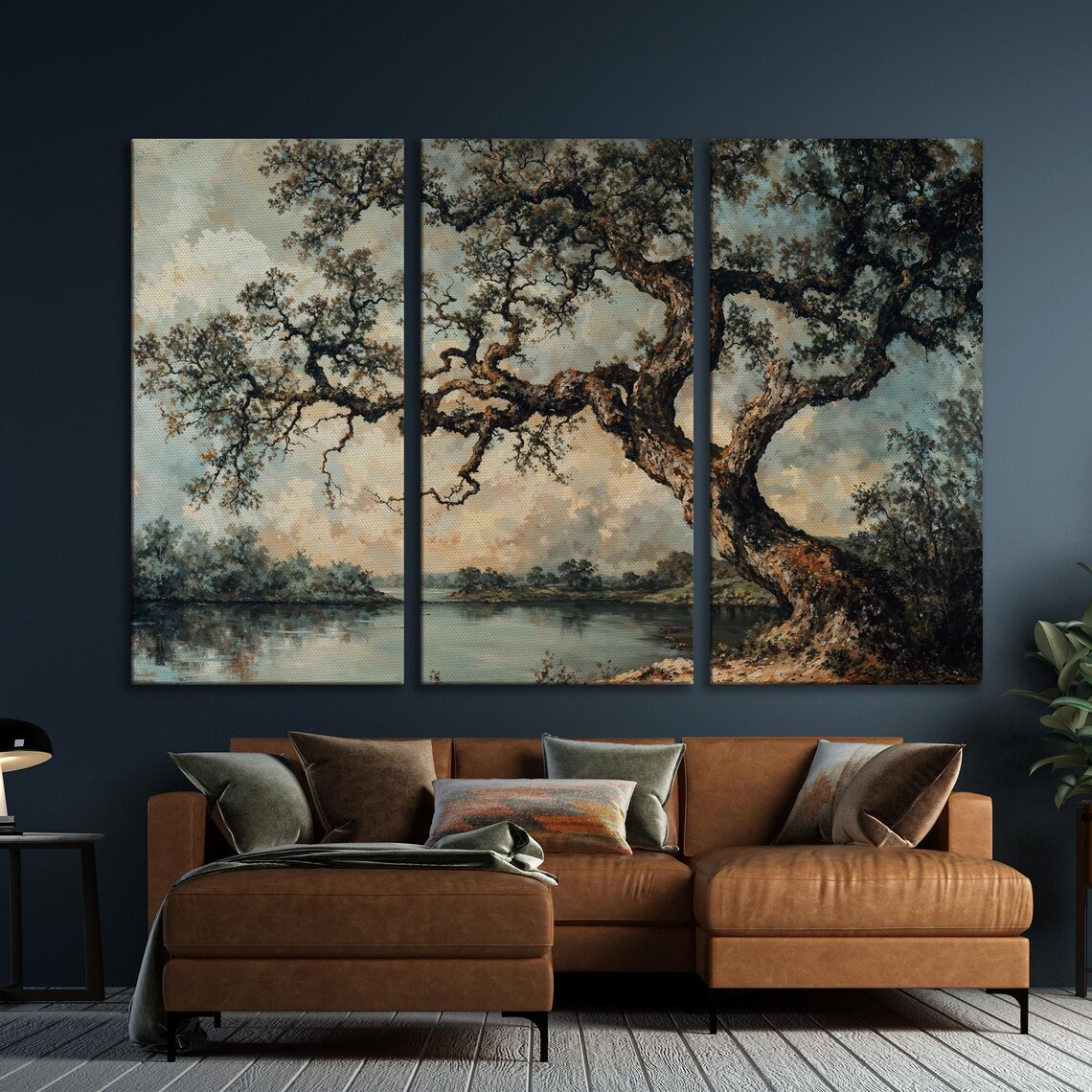Peaceful Tree By the Lake Nature Landscape Art Print - Image 6