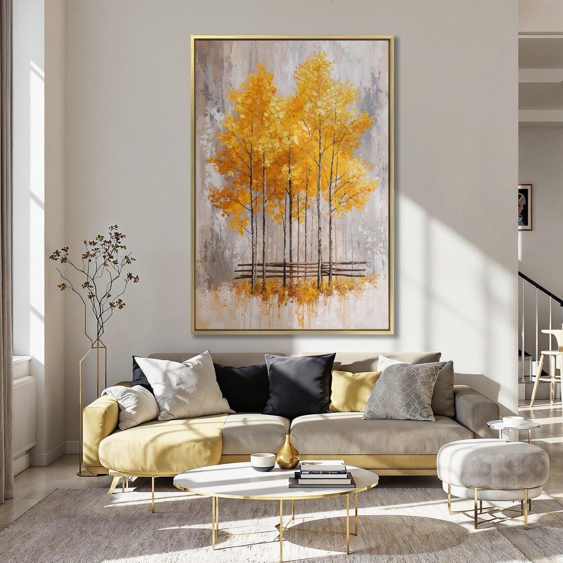 Autumnal Trees Rustic Fall Landscape Art Print - Image 4