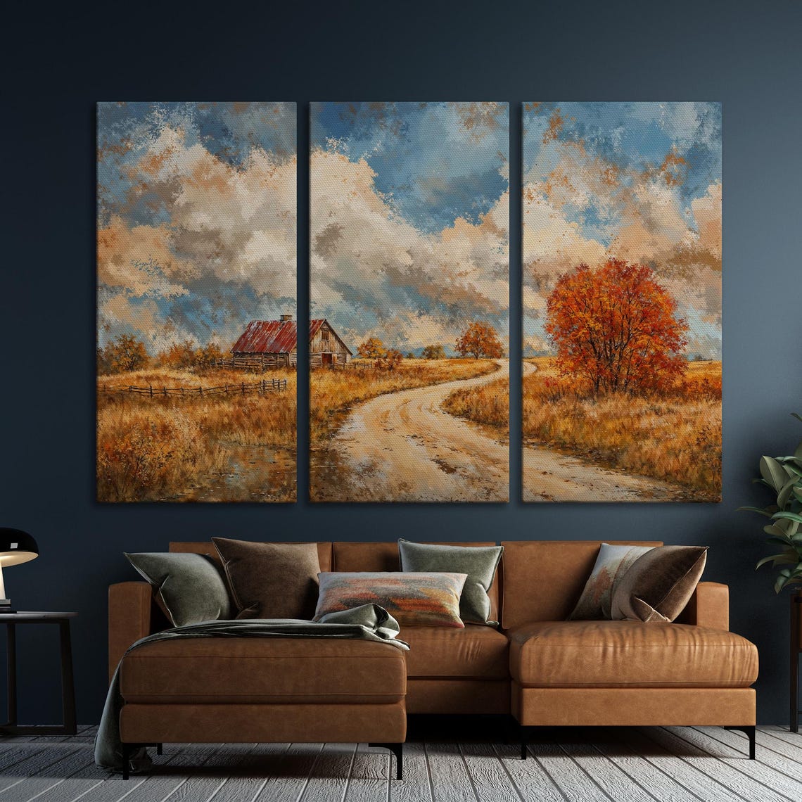 Rustic Autumn Barn Beside Winding Country Road Landscape Poster - Image 6