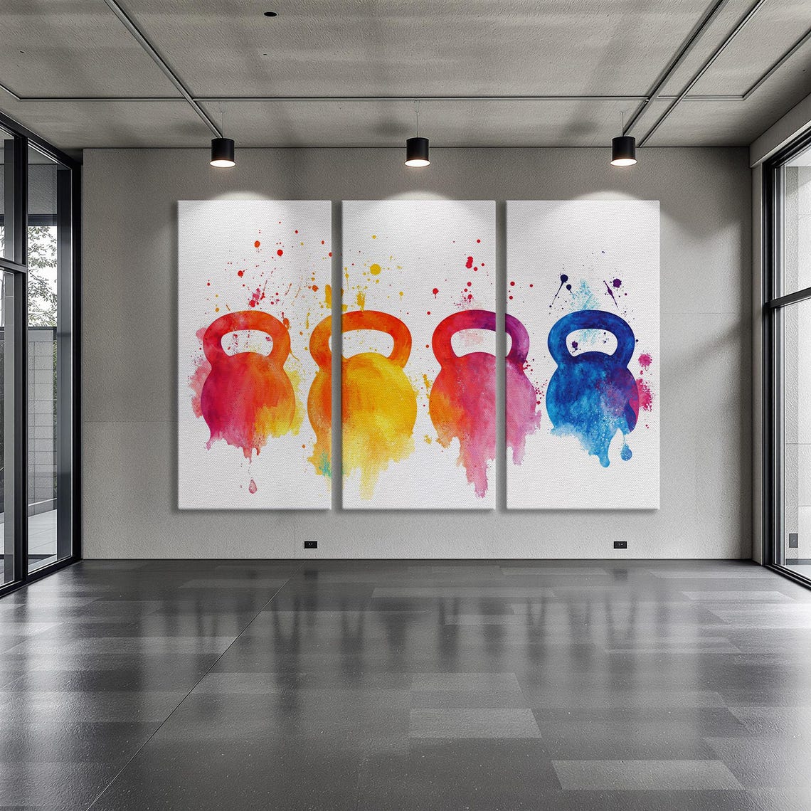 Four Colorful Watercolor Kettlebells With Paint Splashes Gym Poster - Image 6