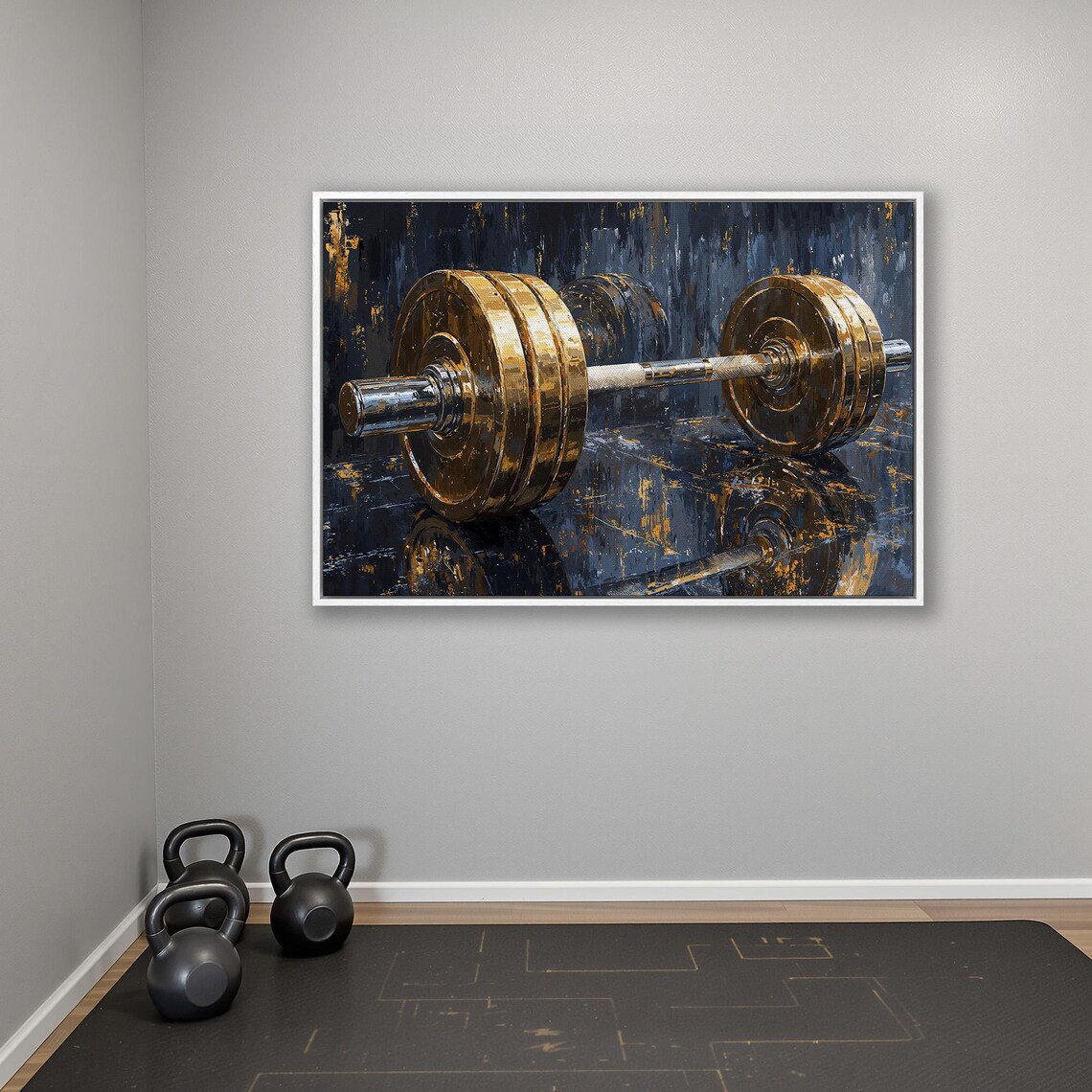 Barbell Abstract Modern Workout Wall Art Print - Image 4